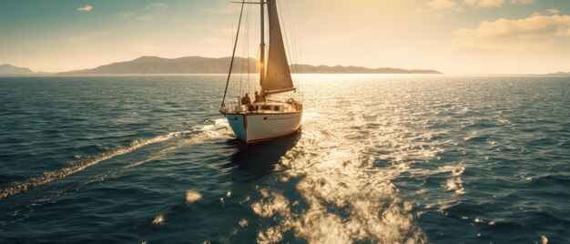 A luxurious yacht sailing on a calm sea under a sunny sky generative ai