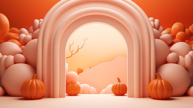 Luxury 3d rendered Halloween background pumpkin vibe