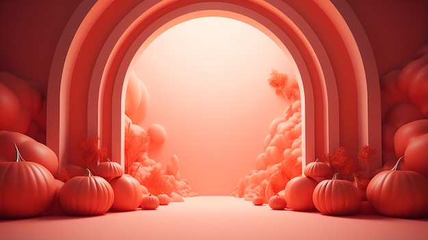 Luxury 3d rendered Halloween background pumpkin vibe