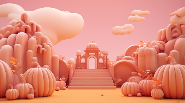 Luxury 3d rendered halloween background pumpkin vibe