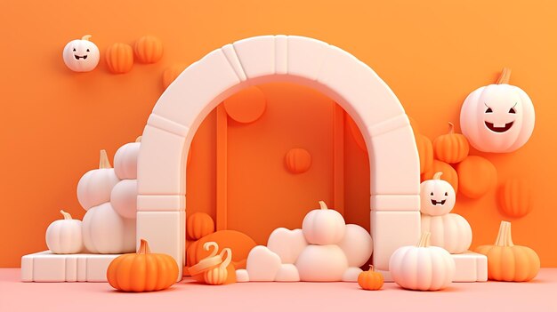 Luxury 3d rendered halloween background pumpkin vibe