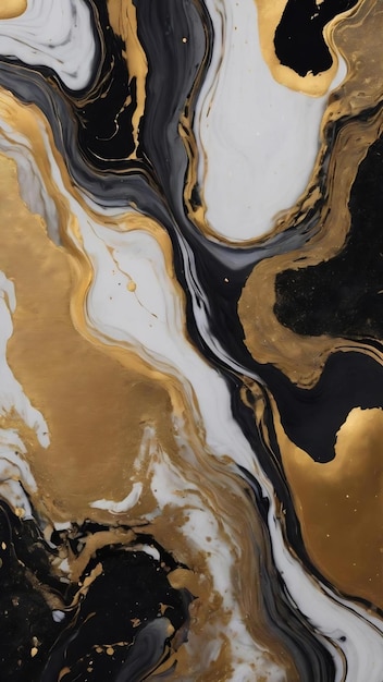 Luxury abstract background liquid art black gold paint mix alcohol ink blots marble texture modern p