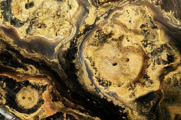 Luxury abstract background liquid art Black gold paint mix alcohol ink blots marble texture Modern print pattern