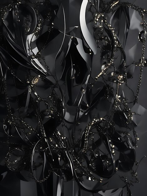 Роскошный абстрактный черный металлический фон с золотыми светлыми линиями Темная 3D геометрическая текстура ai изображение