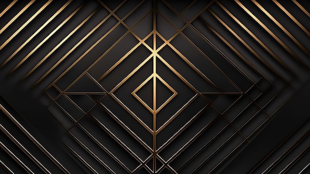 金色の光の線と高級な抽象的な黒い金属の背景 ジェネレーティブ Ai