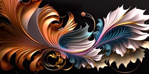 Luxury Abstract Feathers Warm color horizontal background vibrant colours and gradients