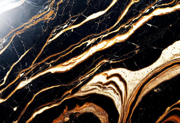 Luxury abstract fluid art painting in alcohol ink technique mixture of black and gold paints Imitation of marble stone cut Tender and dreamy design