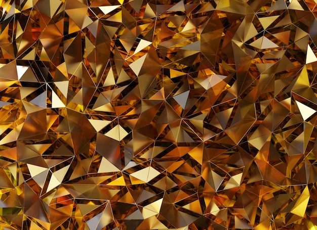 Luxury Abstract Realistische Gouden Kristal Textuur Reflectie Close Up Achtergrond 3D rendering