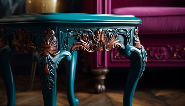 Фото Роскошный старинный стул с богато украшенным деревянным дизайном, элегантный декор, созданный искусственным интеллектом