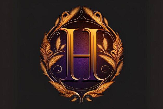 Luxury antique gradient Hinitial logo