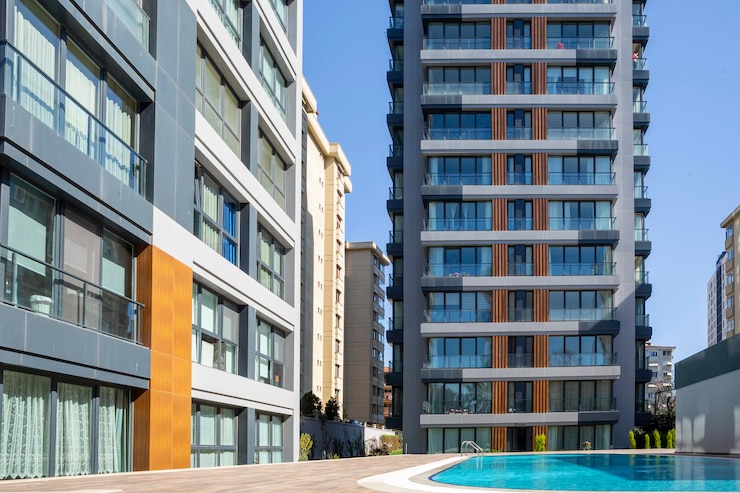 Photo luxury apartment building backgroundxa