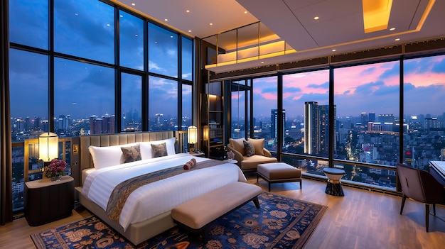 Роскошная квартира и современная элегантность и потрясающий вид небоскреб с видом на город