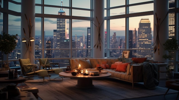 Luxury apartments in a skyscraper