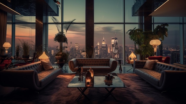 Luxury apartments in a skyscraper