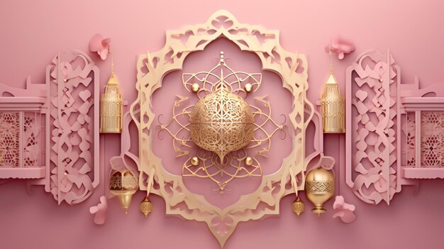 Photo luxury arabic 3d background illustration