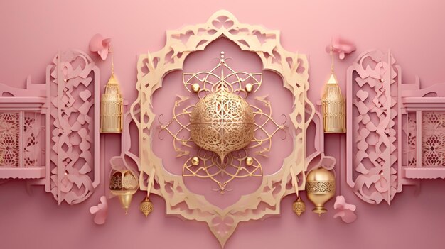 Luxury arabic 3d background illustration