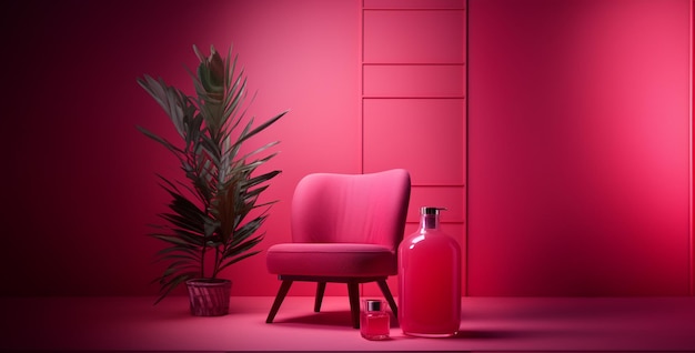 Luxury armchair interior pink chair with spotlight Generative Ai content