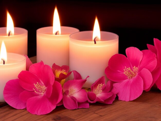 Luxury aromatherapy spa treatment with scented candle flame