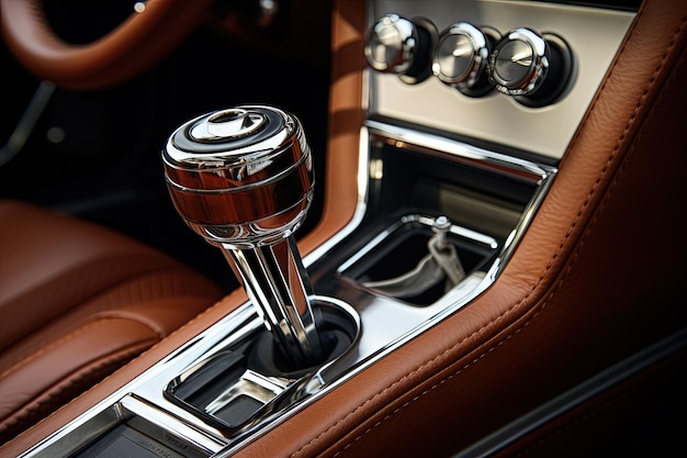 luxury automatic transmission lever in close up