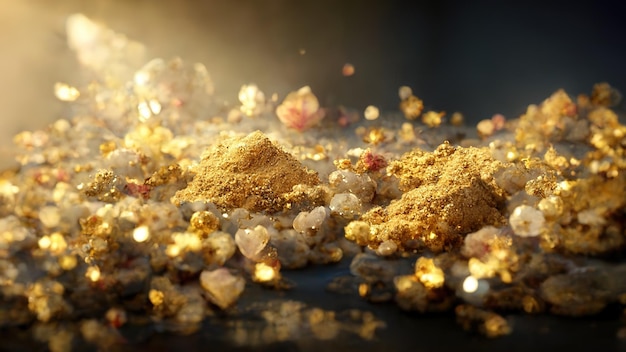 Luxury background with golden dust blurred background bokeh light effects 3D illustration Ai render