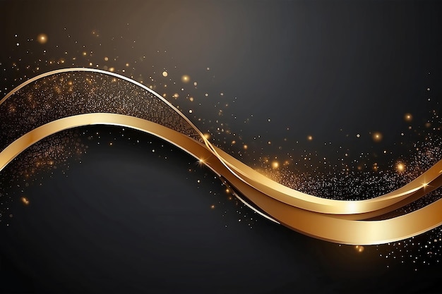 Luxury background with golden line decoration and curve light effect with bokeh elements