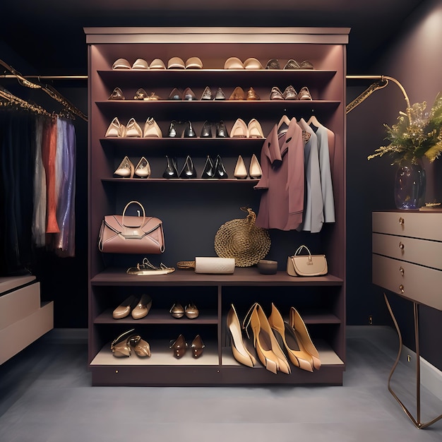 Premium AI Image  Luxury Bags and Shoes in Woman's Closet