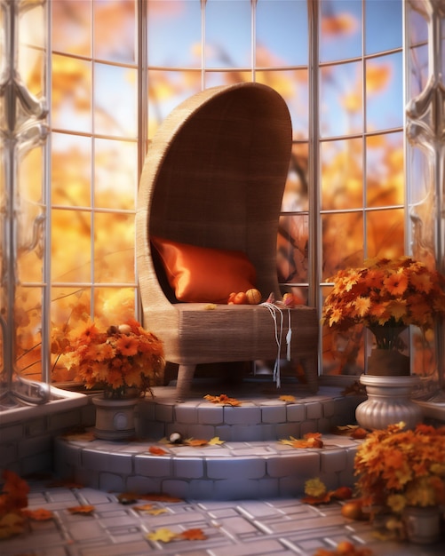 Luxury bathroom interior architecture design with autumn theme