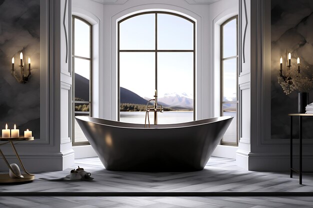 Foto design d'interni di bagno di lusso rendering 3d