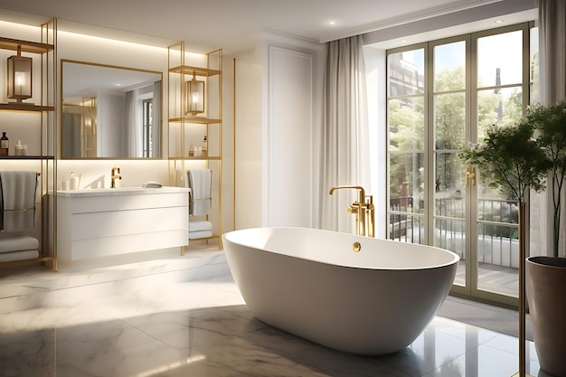 Photo luxury bathroom interior design 3d rendering