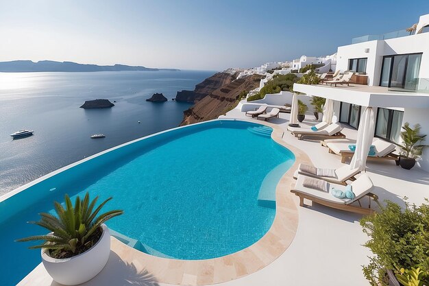 Luxury beach and pool villa santorini style