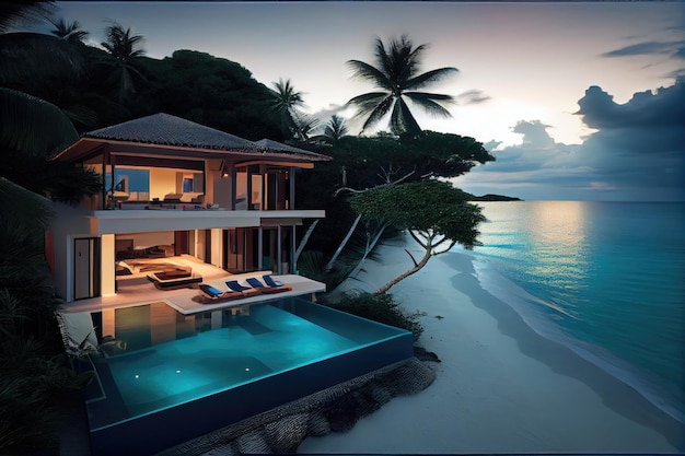 Luxury beachfront villa with infinity pool and incredible views