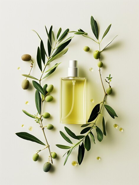 Luxury beautiful jars for olive oil and lotion with background dynamic and elegant composition