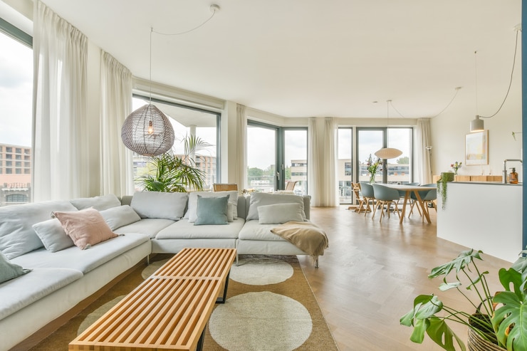 Photo luxury and beautiful living room interior design