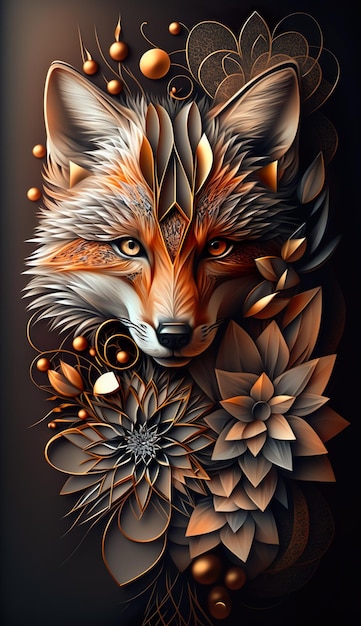 Luxury Beautifull Fox Abstract Digital AI Illustrations