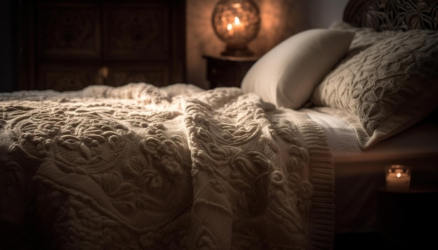 Luxury bedding and elegant decor in bedroom generated by AI