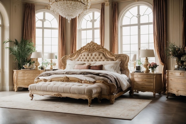 Luxury bedroom of house in beautiful design