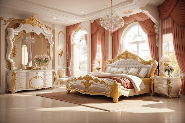 Luxury bedroom of house in beautiful design