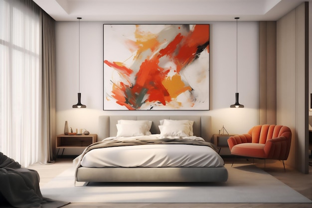 Luxury bedroom interior architecture with autumn theme create using generative AI tools