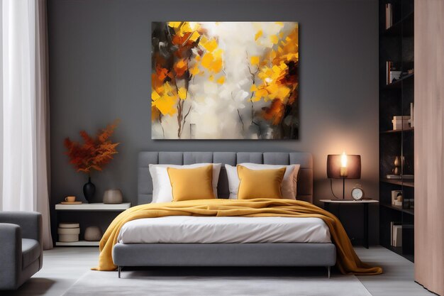 Luxury bedroom interior architecture with autumn theme create using generative AI tools