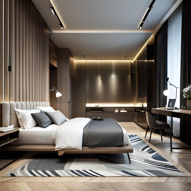写真 豪華な寝室のインテリア デザインの壁紙