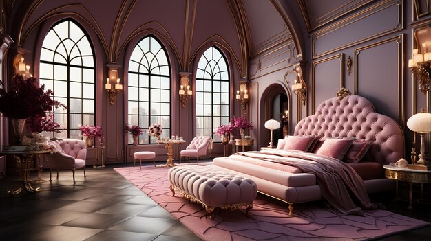 Photo luxury_bedroom_tiffany_and_dirty_pink_color_with_gla