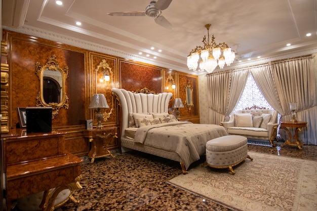 Luxury bedroom white with bed