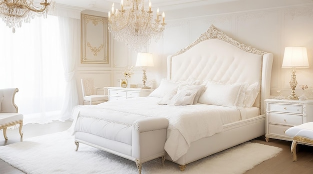 Luxury bedroom white with bed