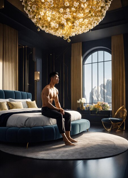 Photo luxury bedroom with elegant accessories
