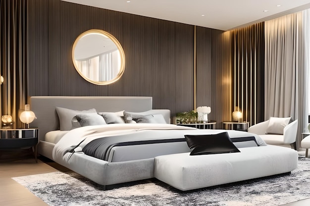 Luxury bedroom with modern design Modern interior design in European style