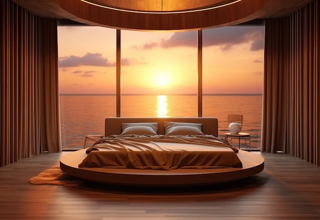 Luxury bedroom with ocean view