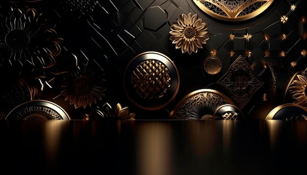 Luxury black background with gold elements