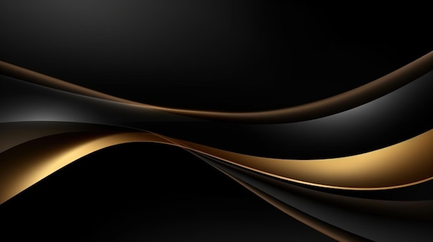 Photo luxury black background with golden line element