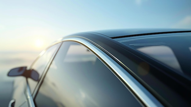 Luxury black car with silver window trim