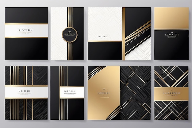 Luxury Black Cover Design Set Premium Creatief Lijnpatroon